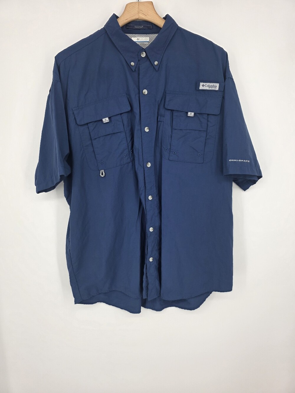 Columbia Bahama Blue Short Sleeve Fishing Shirt XL